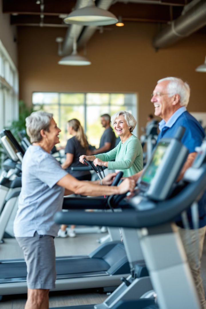 Residentes disfrutando del gimnasio