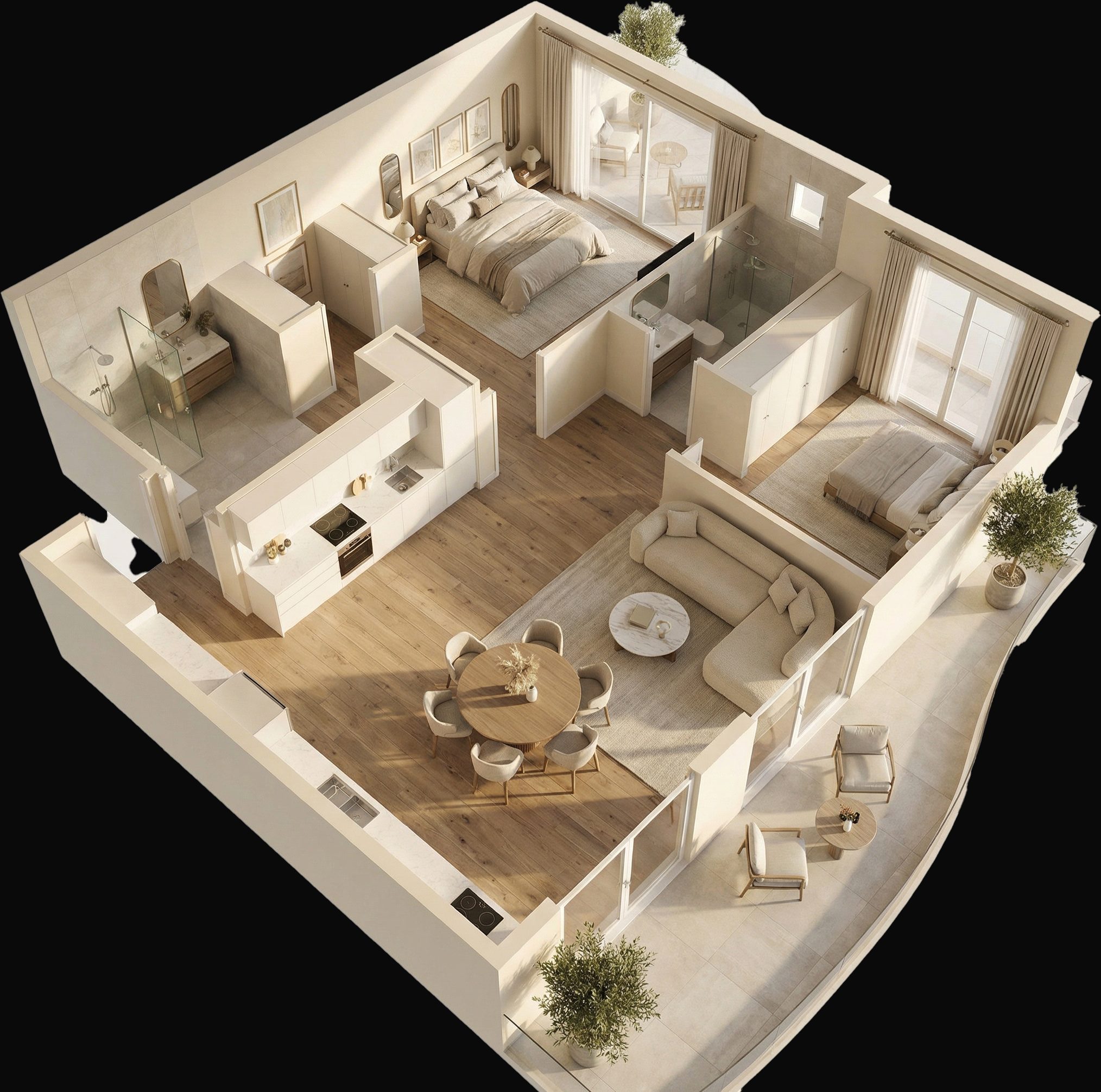 Vista isométrica de un apartamento HONOR